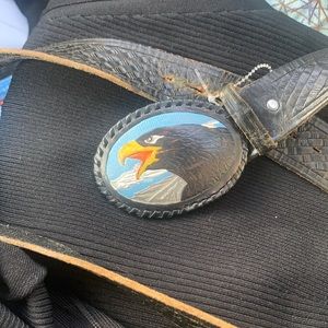 Vintage BIKER Leather Eagle Belt